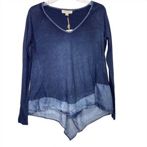 Moon & Sky Jeff Mixed Material Layered Hem KnitTop